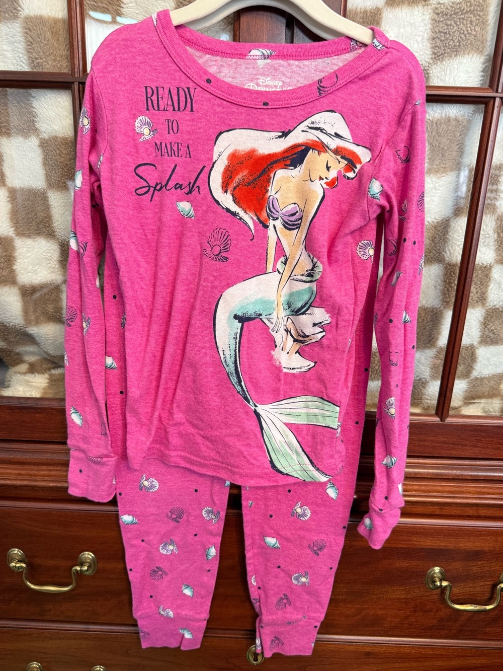 Disney Pink Ariel Little Mermaid Pajama Set with Graphic Print